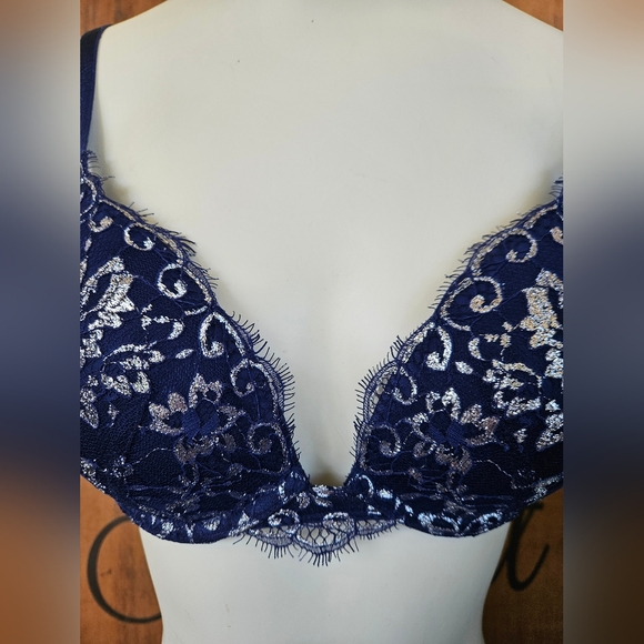 Dream Angels Silver Navy Blue Push-Up Underwire Bra - Picture 2 of 12